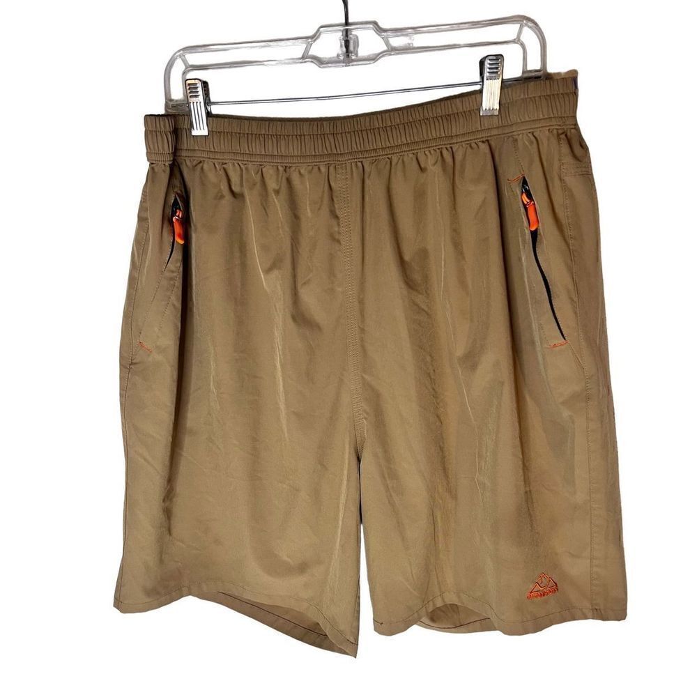Outdoorsports Men Casual Outdoor Board Short Size 2XL Tan/Khaki Zip Pocket